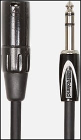 Roland Interconnect Cables, 1/4-inch TRS male to XLR male, Black Series 10 Foot
